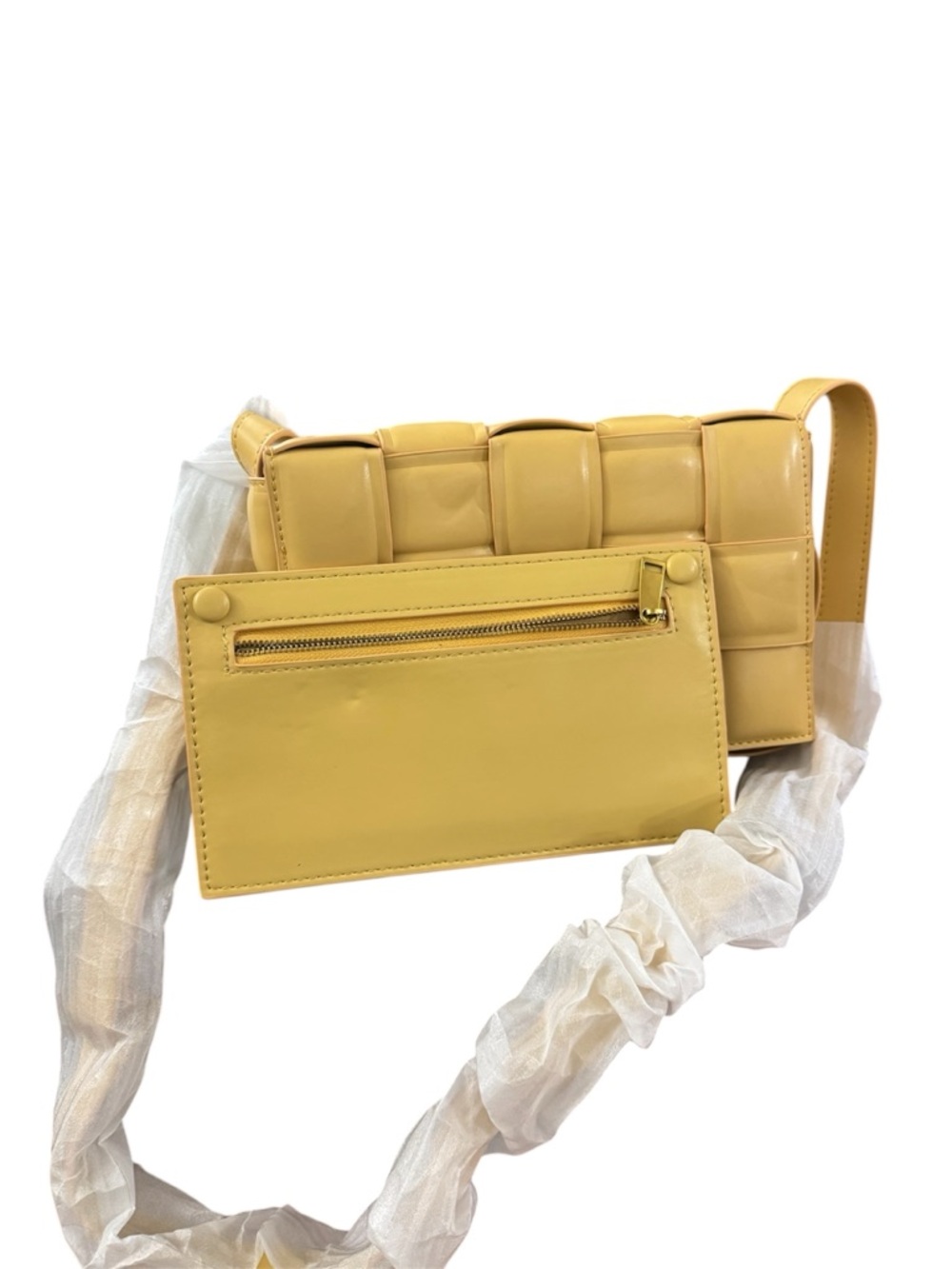 Woven Crossbody Bag in Pale Yellow - Picture 2 of 7